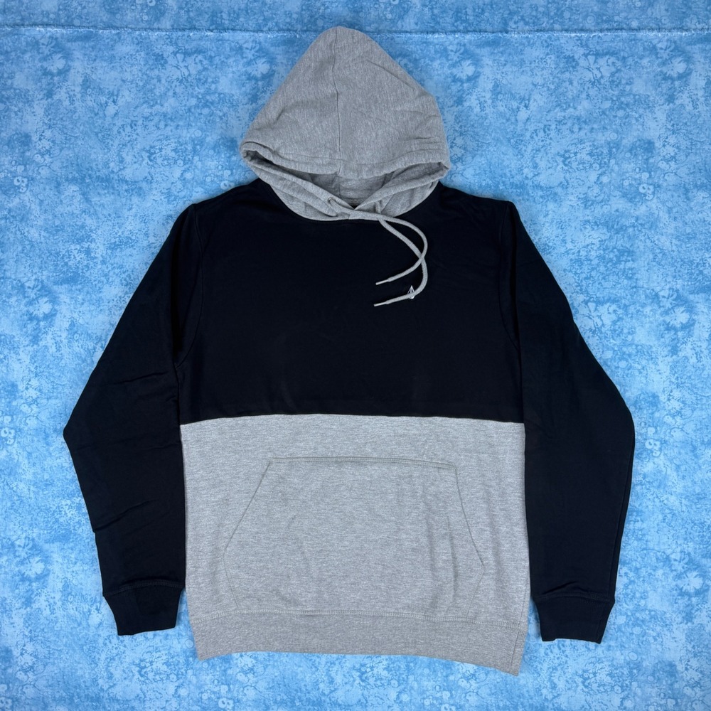 Volcom Mens Colorblock Pullover Hoodie Black Grey Large A4102001 Sweatshirt
